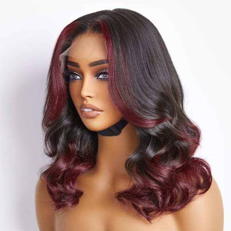 Limited Design | Dark Red Highlight Loose Wave Glueless 5x5 Closure HD Lace Wig | Large & Small Cap Size