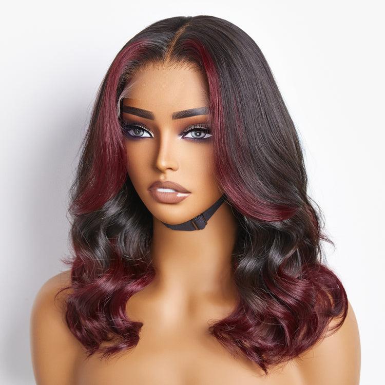 Limited Design | Dark Red Highlight Loose Wave Glueless 5x5 Closure HD Lace Wig | Large & Small Cap Size