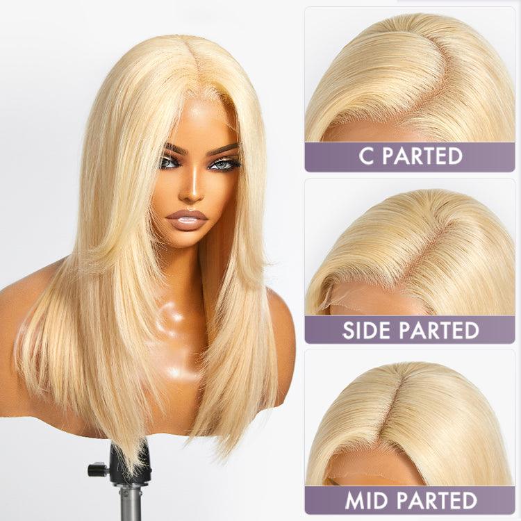 Limited Design | 613 Blonde Curtain Bangs Layered Cut Glueless 5x5 Closure HD Lace Wig