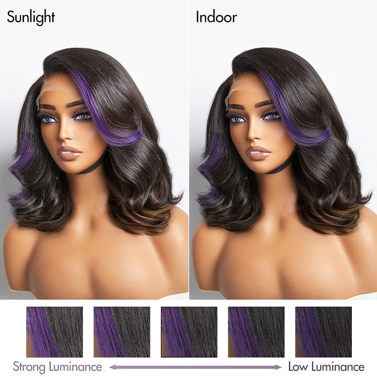 Limited Design | Purple Highlights Loose Wave Glueless 5x5 Closure HD Lace Wig | Large & Small Cap Size