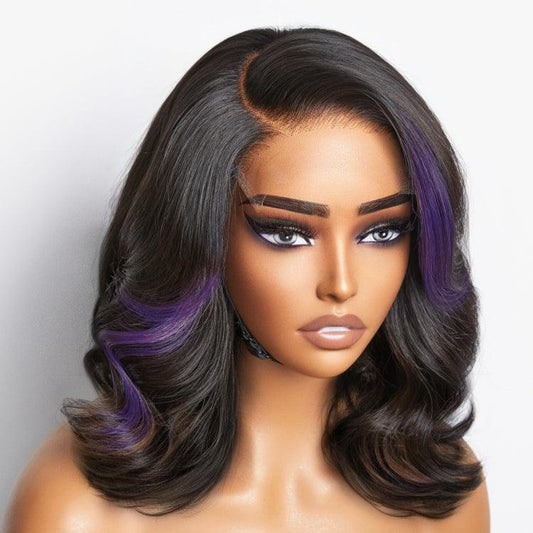 Limited Design | Purple Highlights Loose Wave Glueless 5x5 Closure HD Lace Wig | Large & Small Cap Size