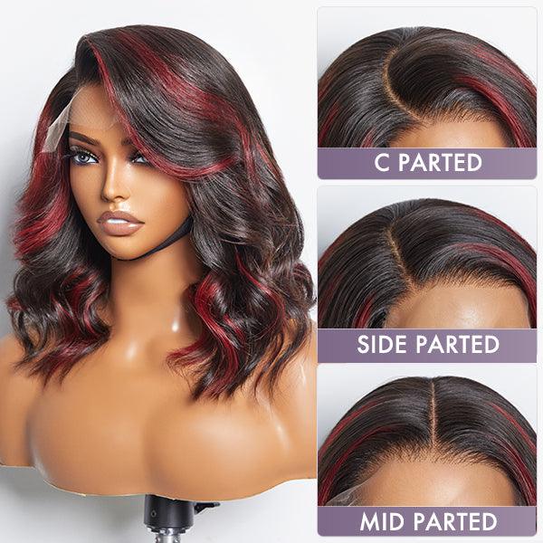 Limited Design | Red Highlight Bouncy Loose Wave Glueless 5x5 Closure HD Lace Wig | Large & Small Cap Size