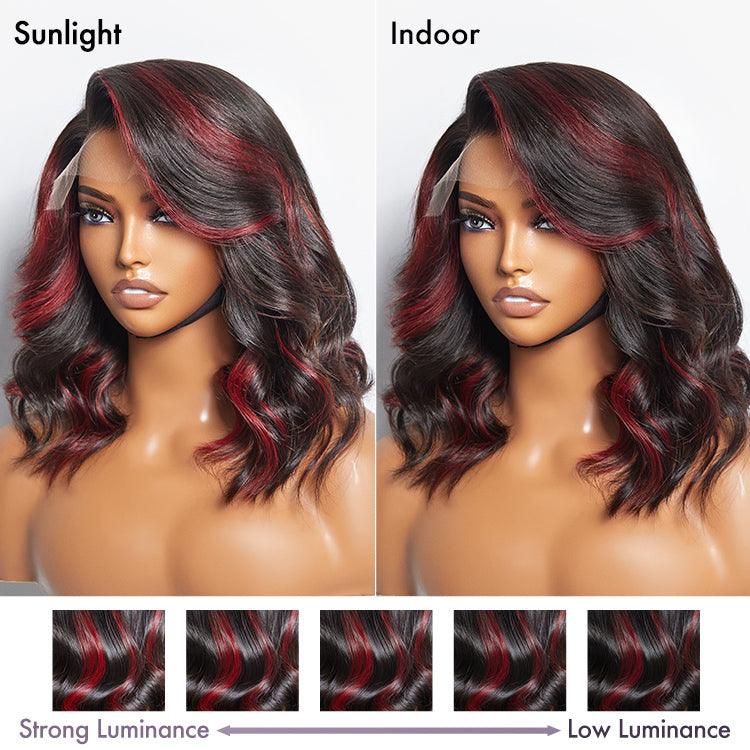 Limited Design | Red Highlight Bouncy Loose Wave Glueless 5x5 Closure HD Lace Wig | Large & Small Cap Size