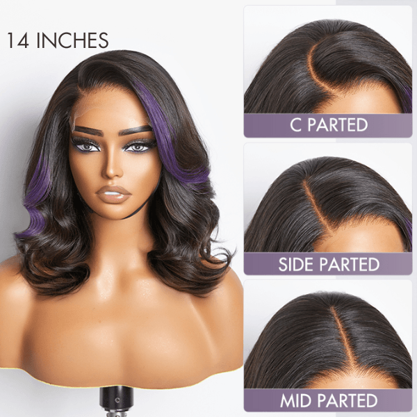 Limited Design | Purple Highlights Loose Wave Glueless 5x5 Closure HD Lace Wig | Large & Small Cap Size