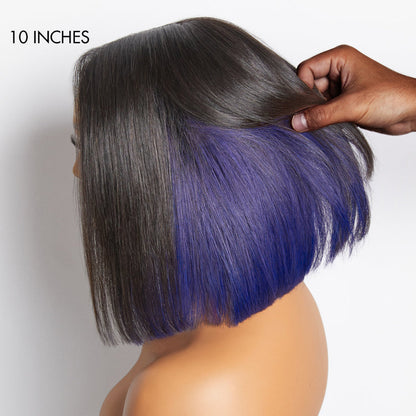 Limited Design | Peekaboo Purple Highlight Glueless 5x5 Closure HD Lace Bob Wig | Large & Small Cap Size