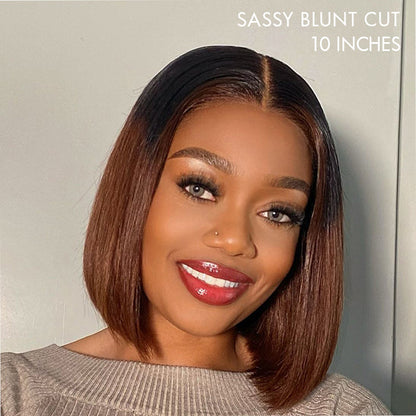 Limited Design | Ombre Highlight Silky Blunt Cut Glueless 5x5 Closure HD Lace Bob Wig Pre-Cut Lace | Large & Small Cap Size