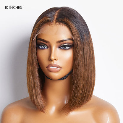 Limited Design | Ombre Highlight Silky Blunt Cut Glueless 5x5 Closure HD Lace Bob Wig Pre-Cut Lace | Large & Small Cap Size