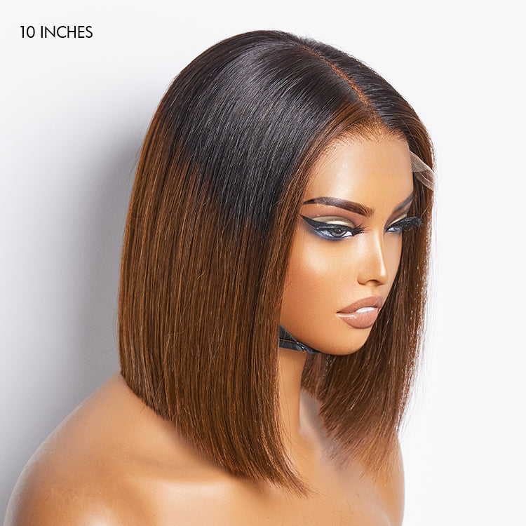 Limited Design | Ombre Highlight Silky Blunt Cut Glueless 5x5 Closure HD Lace Bob Wig Pre-Cut Lace | Large & Small Cap Size