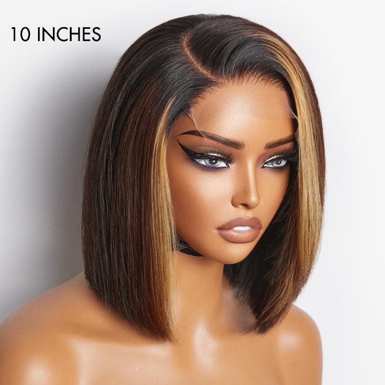 Limited Design | Brown Blonde Combo Highlight Straight Glueless 5x5 Closure HD Lace Bob Wig | Large & Small Cap Size