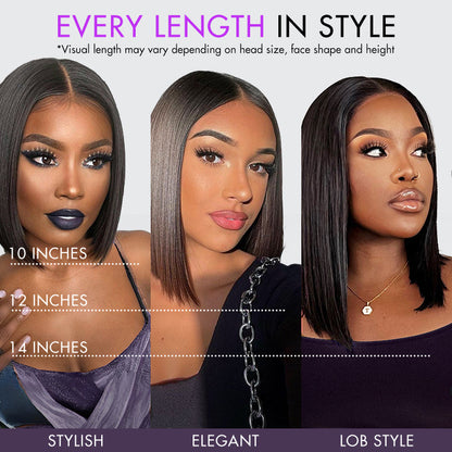 Limited Design | Purple Highlights Glueless 5x5 Closure HD Lace Bob Wig | Large & Small Cap Size